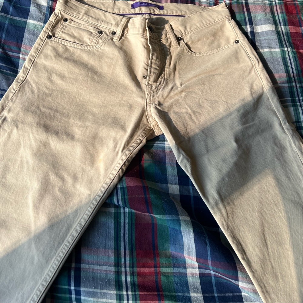 Ralph Lauren purple label tan five pocket pants. Barely used, size is 30x30.